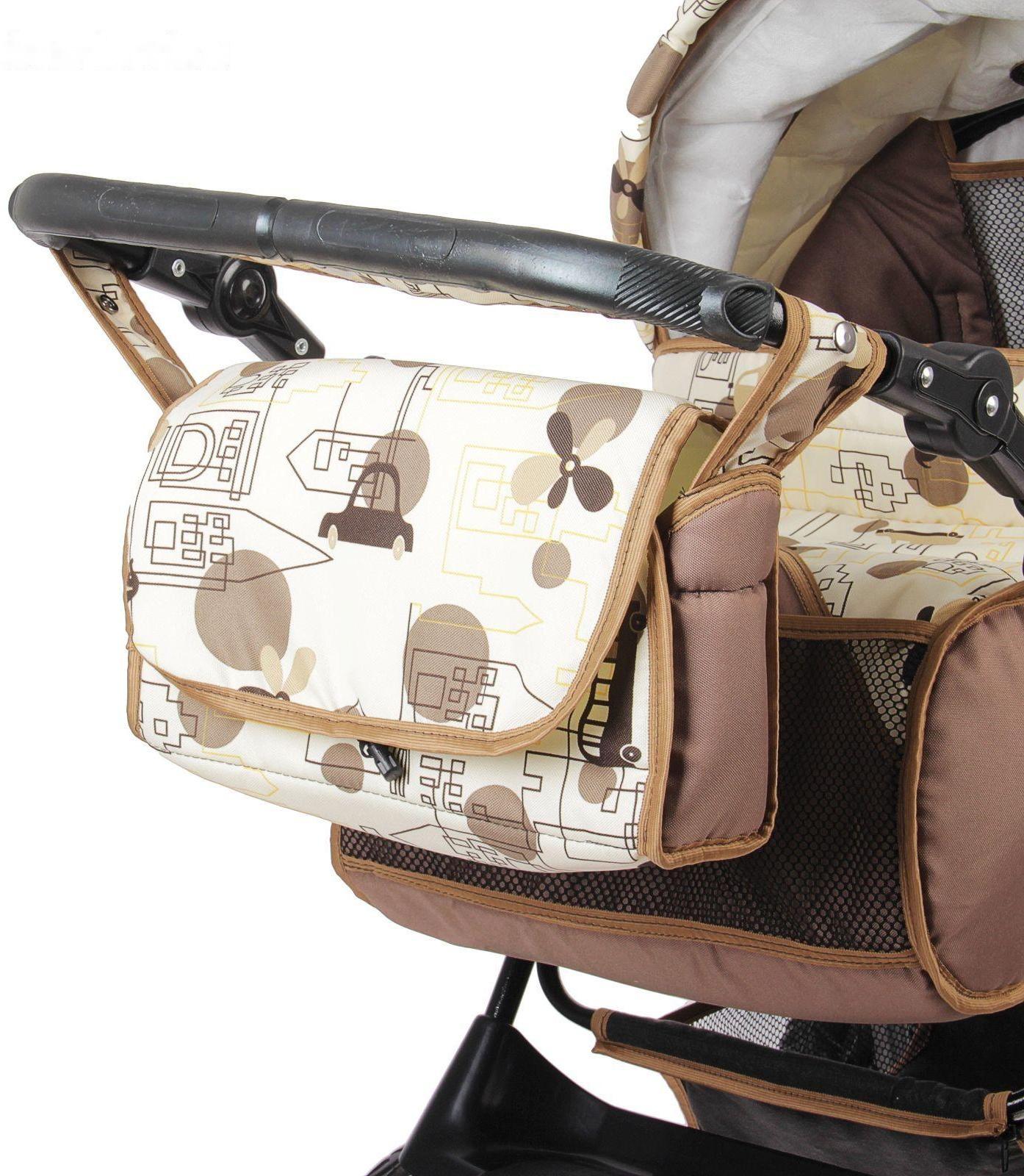 Коляска-трансформер «Гном», пластиковые колёса, оттенки бежевого, рисунок МИКС