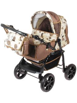 Коляска-трансформер «Гном», пластиковые колёса, оттенки бежевого, рисунок МИКС