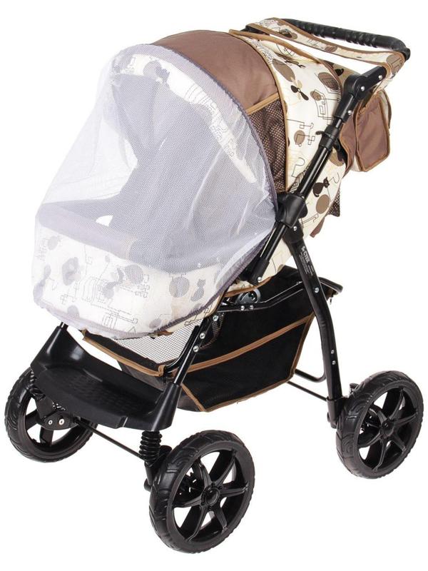 Коляска-трансформер «Гном», пластиковые колёса, оттенки бежевого, рисунок МИКС