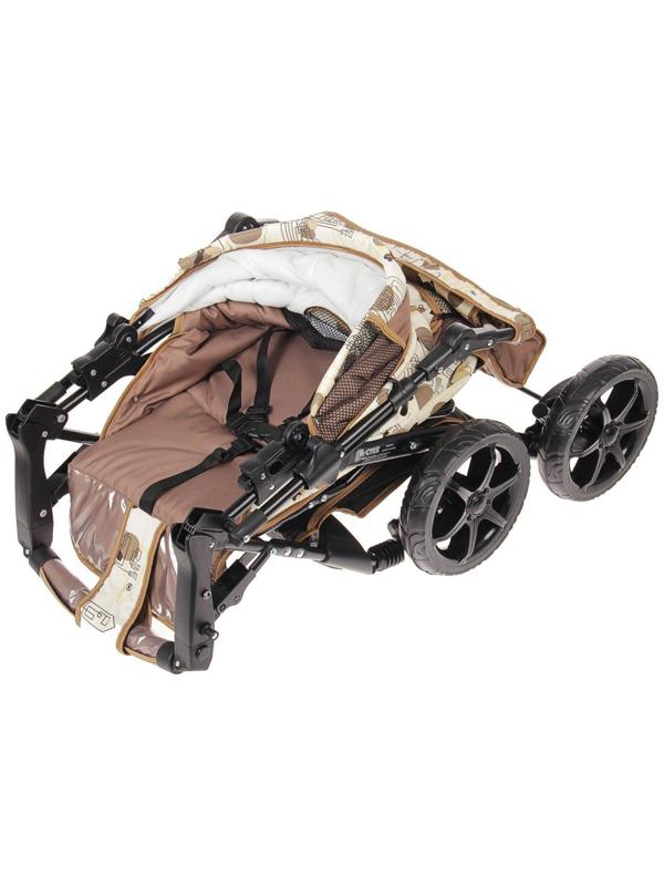 Коляска-трансформер «Гном», пластиковые колёса, оттенки бежевого, рисунок МИКС