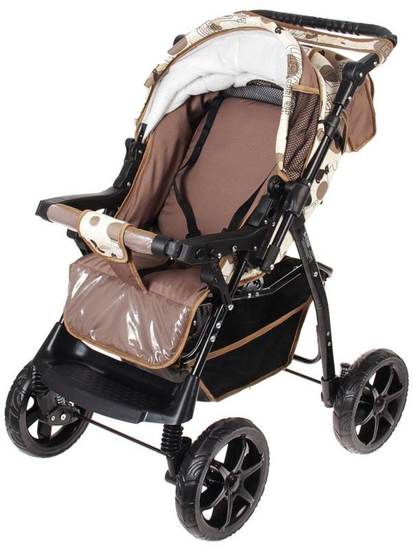 Коляска-трансформер «Гном», пластиковые колёса, оттенки бежевого, рисунок МИКС