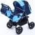Коляска-трансформер «Гном», пластиковые колёса, оттенки синего, рисунок МИКС