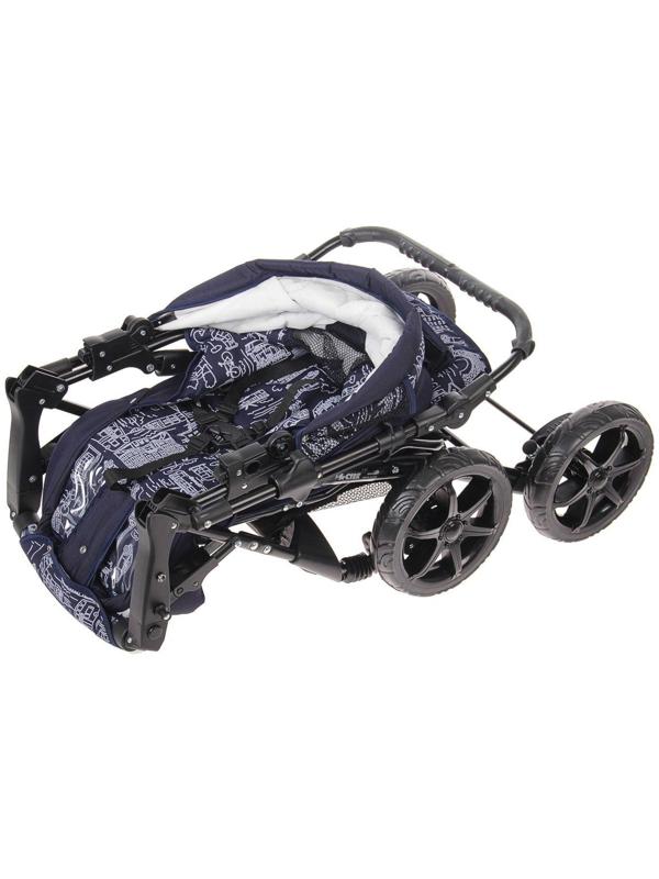 Коляска-трансформер «Гном», пластиковые колёса, оттенки синего, рисунок МИКС