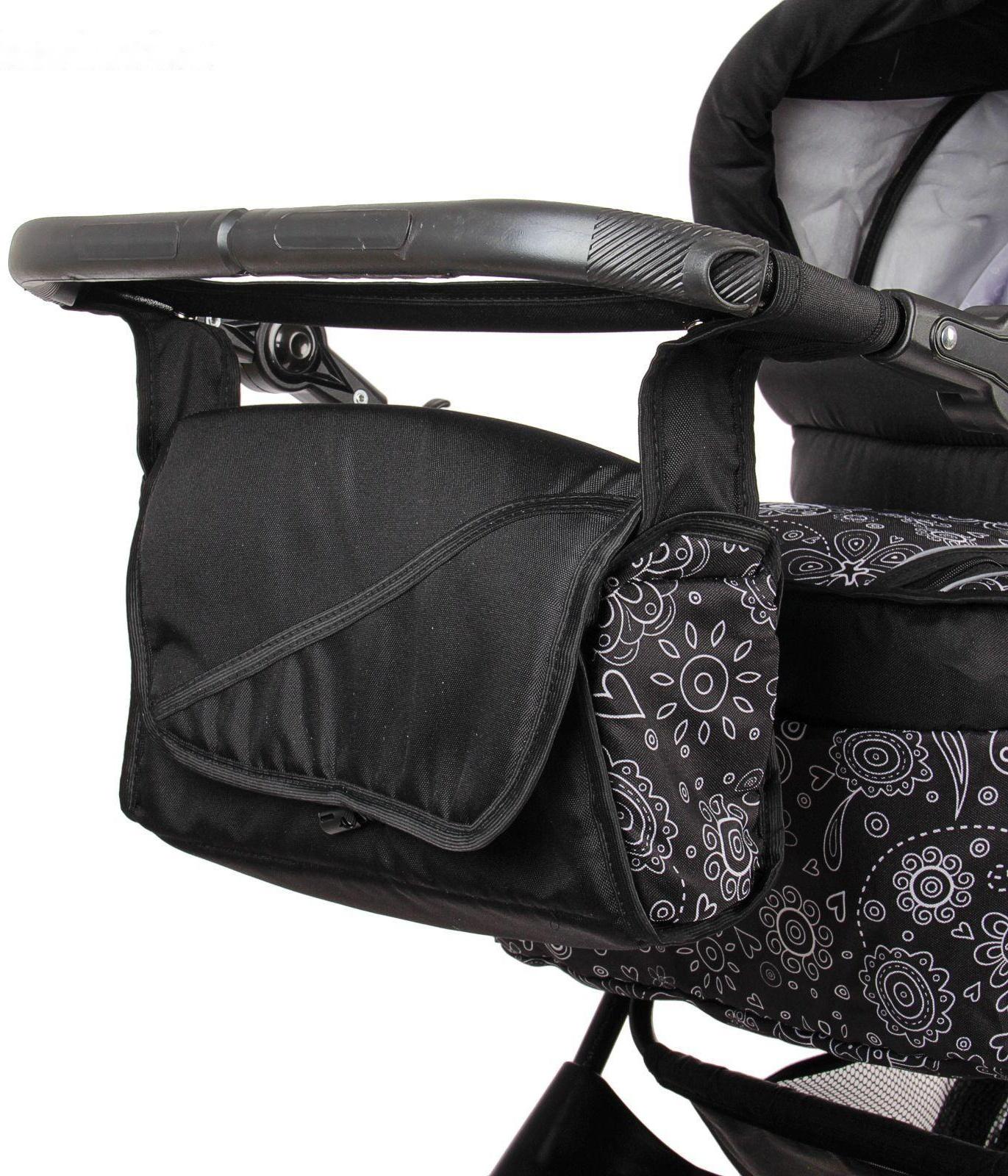 Коляска-трансформер «Пилот», надувные колёса, оттенки серого, рисунок МИКС