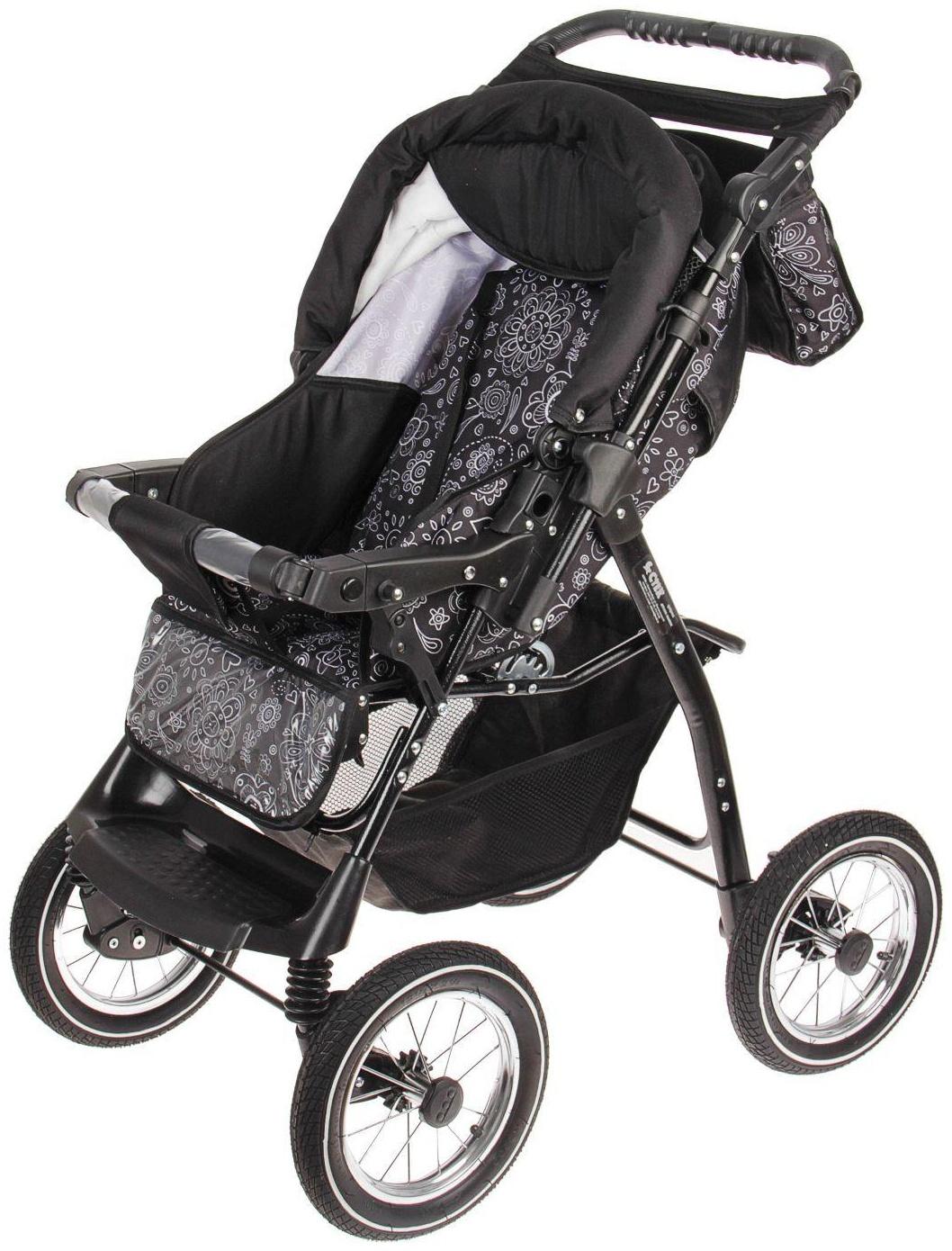 Коляска-трансформер «Пилот», надувные колёса, оттенки серого, рисунок МИКС