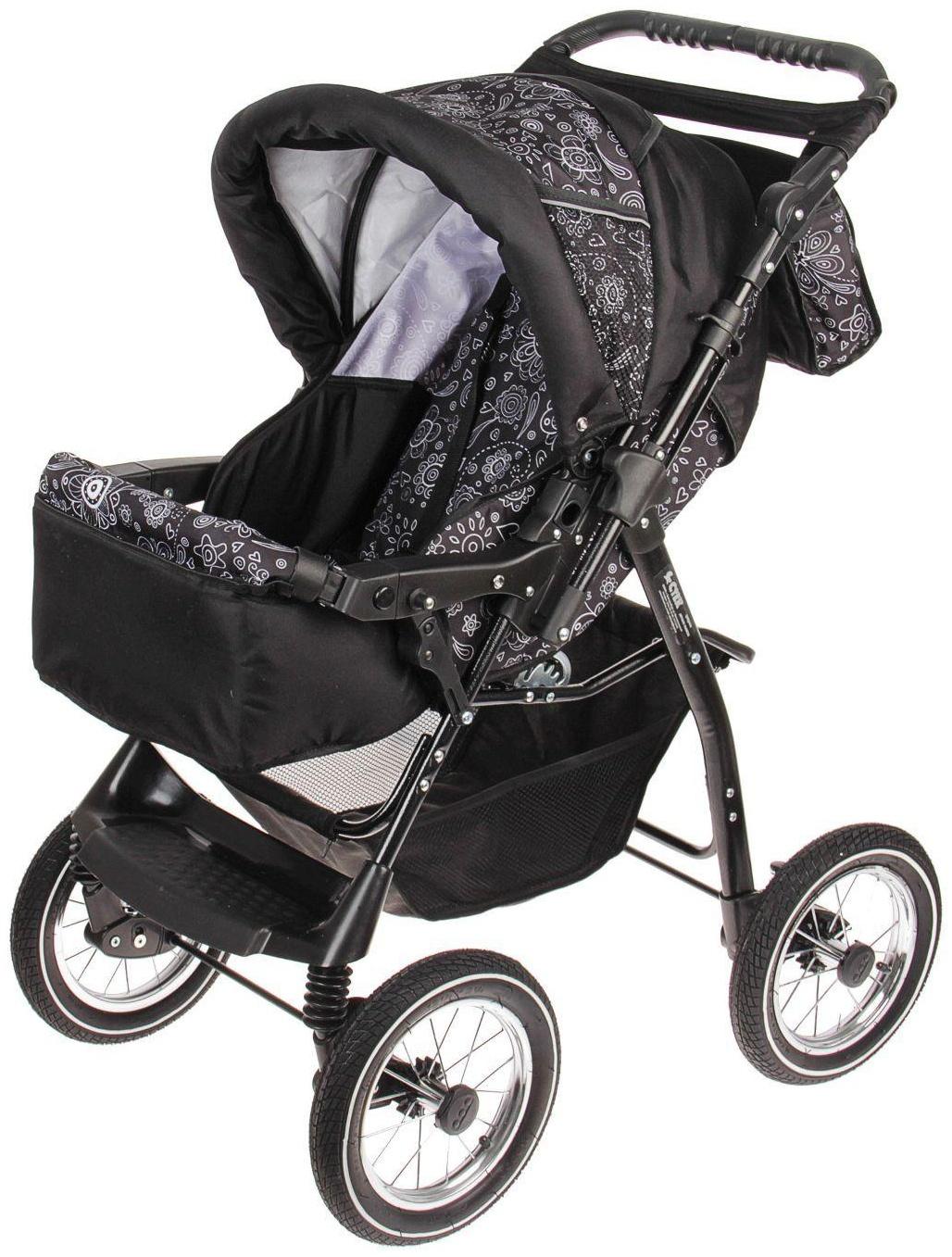 Коляска-трансформер «Пилот», надувные колёса, оттенки серого, рисунок МИКС