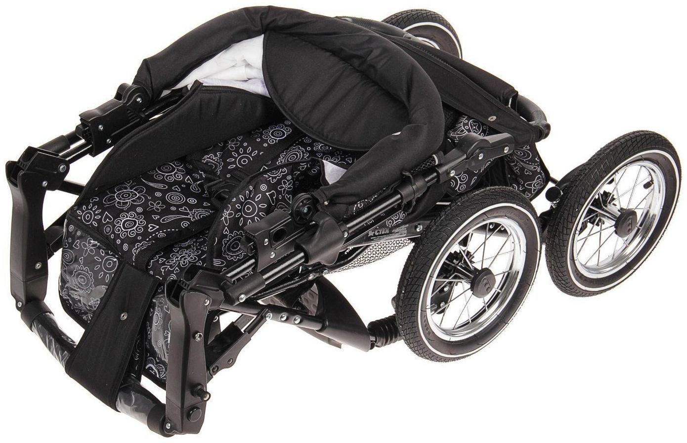 Коляска-трансформер «Пилот», надувные колёса, оттенки серого, рисунок МИКС