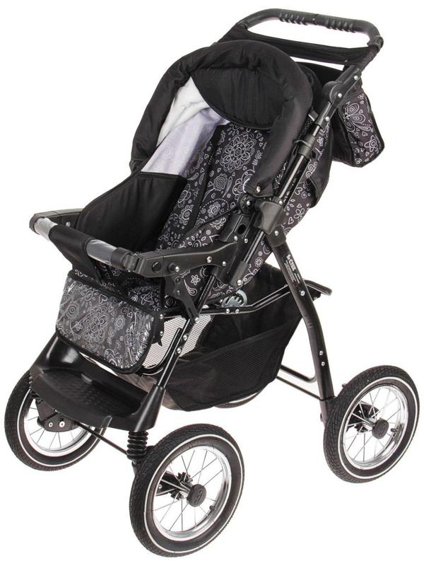 Коляска-трансформер «Пилот», надувные колёса, оттенки серого, рисунок МИКС