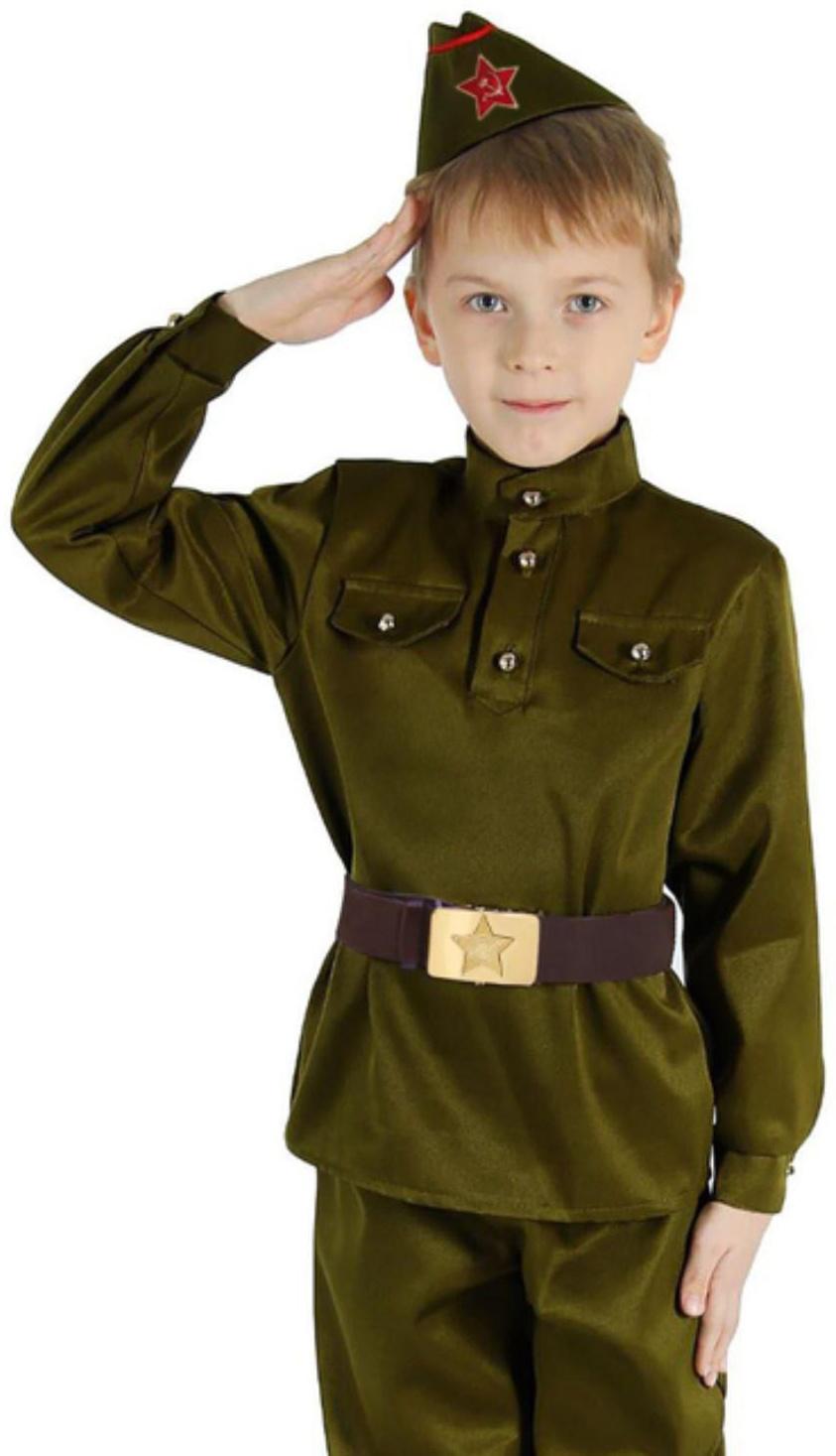 Костюм военного, гимнастёрка, пилотка, ремень, р-р 26, рост 98 см