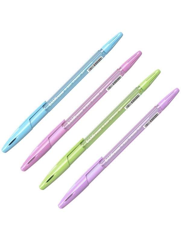 Ручка шариковая Erich Krause R-301 Spring Stick & Grip, узел 0.7 мм, стержень синий, резиновый упор, длина линии письма 2000 метров, микс