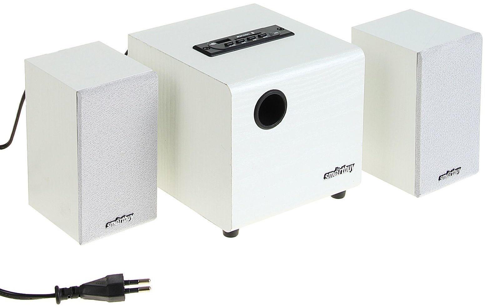 Компьютерные колонки 2.1 SmartBuy SPARTA SBA-210, 2х2 Вт+8 Вт, MP3, FM, 220 В, белые