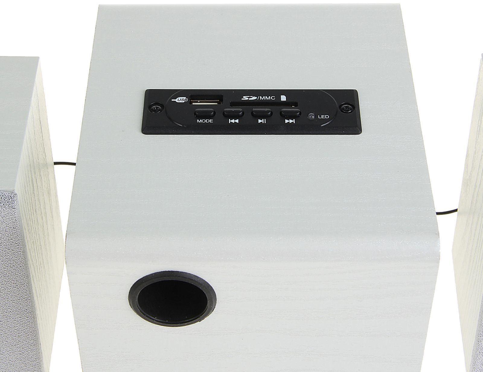 Компьютерные колонки 2.1 SmartBuy SPARTA SBA-210, 2х2 Вт+8 Вт, MP3, FM, 220 В, белые