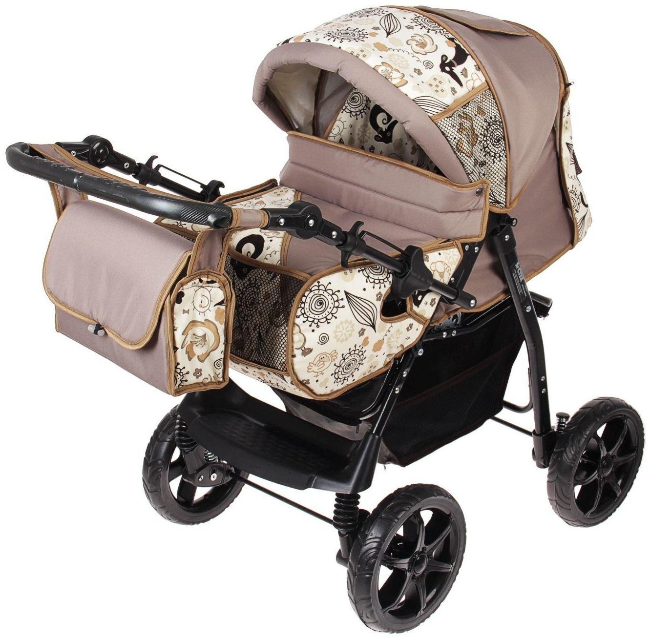 Коляска-трансформер «Гном», пластиковые колёса, оттенки коричневого, рисунок МИКС