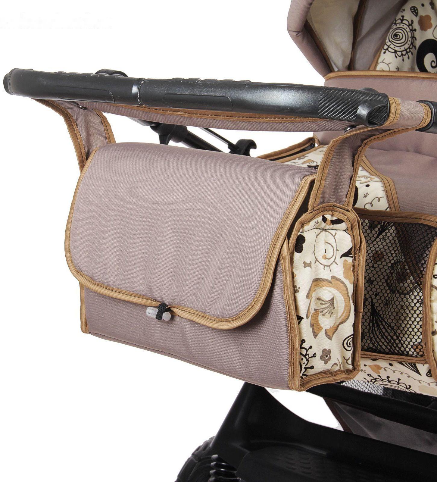 Коляска-трансформер «Гном», пластиковые колёса, оттенки коричневого, рисунок МИКС