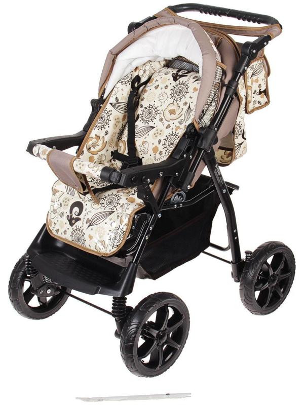 Коляска-трансформер «Гном», пластиковые колёса, оттенки коричневого, рисунок МИКС