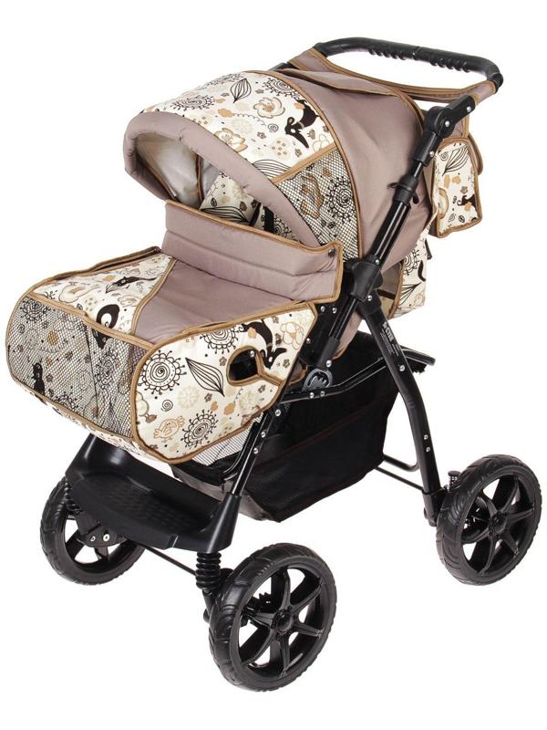 Коляска-трансформер «Гном», пластиковые колёса, оттенки коричневого, рисунок МИКС