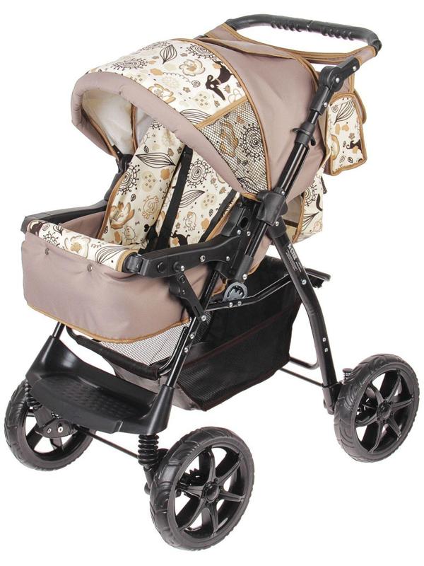 Коляска-трансформер «Гном», пластиковые колёса, оттенки коричневого, рисунок МИКС