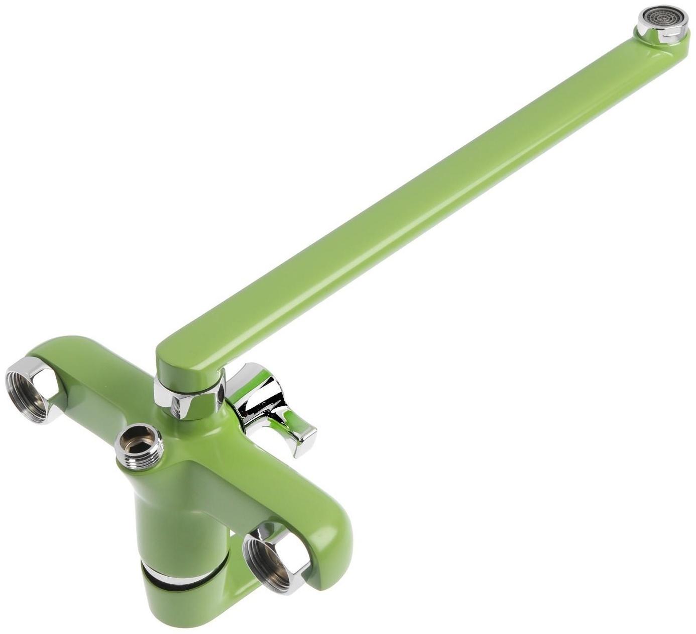 Смеситель для ванны Accoona A7166K, однорычажный, дивертор в корпусе, 35 см, зеленый