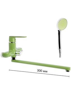 Смеситель для ванны Accoona A7166K, однорычажный, дивертор в корпусе, 35 см, зеленый