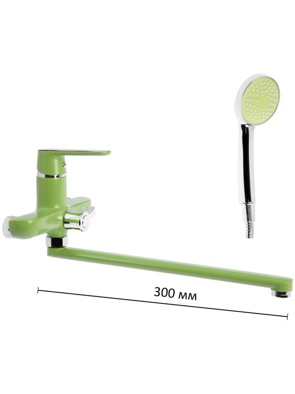 Смеситель для ванны Accoona A7166K, однорычажный, дивертор в корпусе, 35 см, зеленый