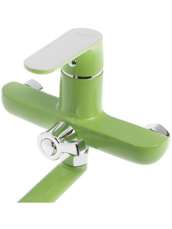 Смеситель для ванны Accoona A7166K, однорычажный, дивертор в корпусе, 35 см, зеленый