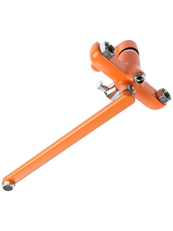 Смеситель для ванны Accoona A7166P, однорычажный, дивертор в корпусе, 30 см, оранжевый