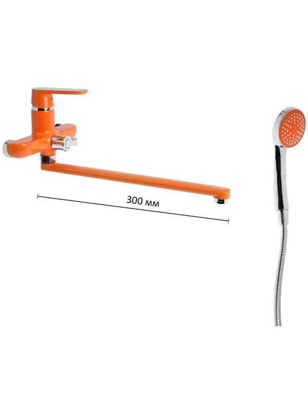 Смеситель для ванны Accoona A7166P, однорычажный, дивертор в корпусе, 30 см, оранжевый