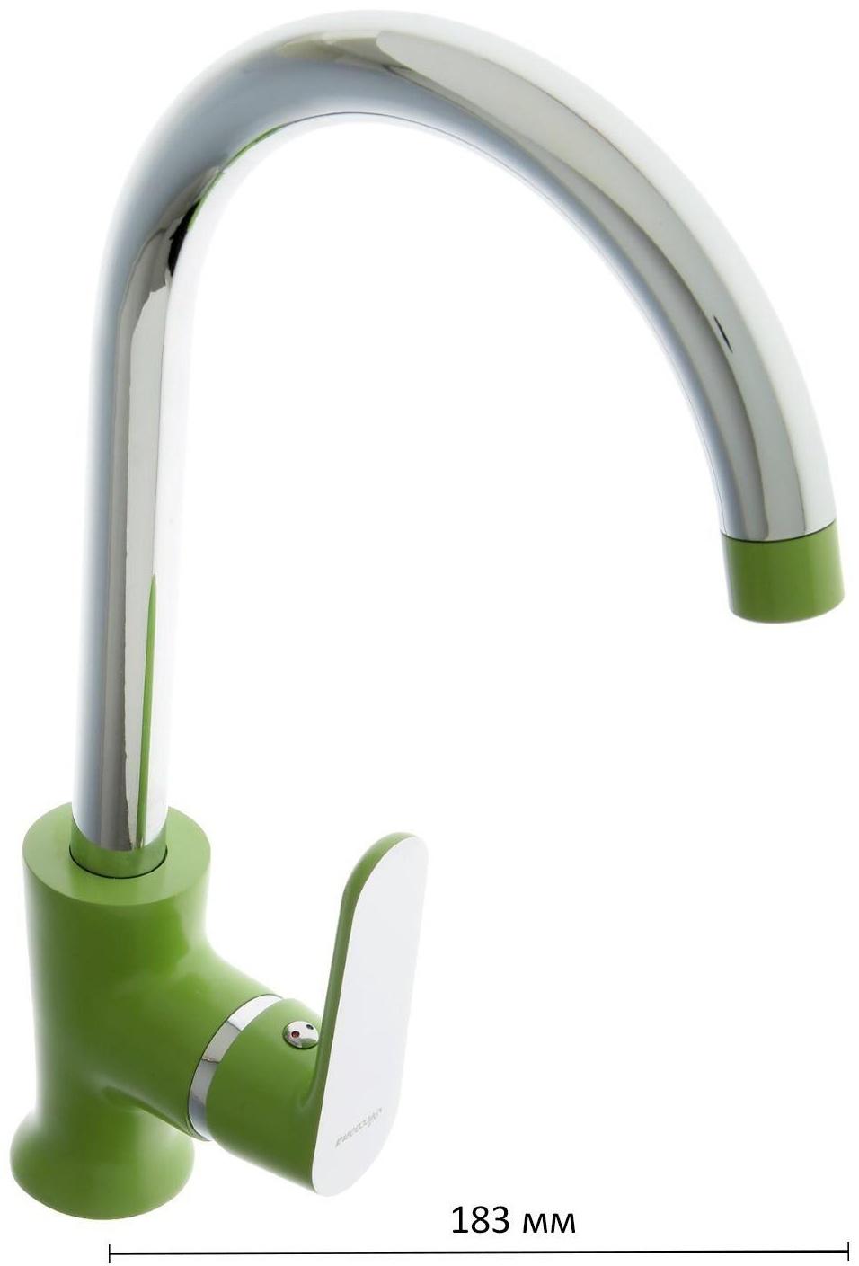 Смеситель для кухни Accoona A4566K, однорычажный, высокий излив, с гайкой, зеленый