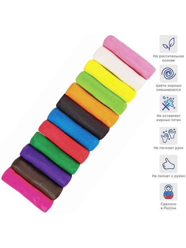 Тесто для лепки 12 цветов, 360 г, 