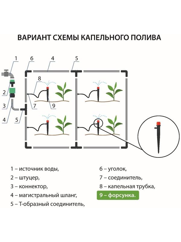 Форсунка-ороситель разбрызгивающая для капельного полива, с пикой, пластик