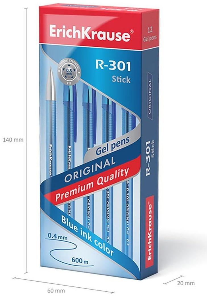 Ручка гелевая R-301 Original Gel, узел 0.5 мм, чернила синие, длина линии письма 600 метров