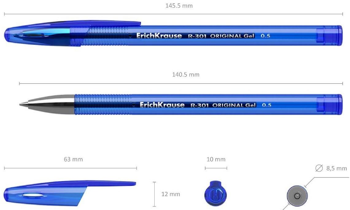 Ручка гелевая R-301 Original Gel, узел 0.5 мм, чернила синие, длина линии письма 600 метров