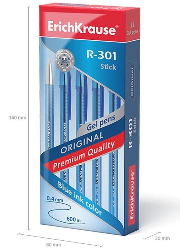 Ручка гелевая R-301 Original Gel, узел 0.5 мм, чернила синие, длина линии письма 600 метров