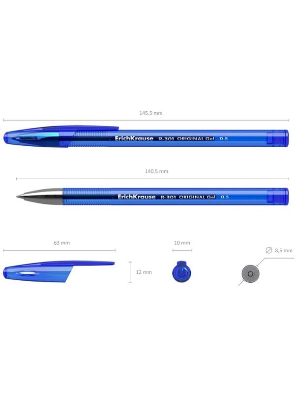 Ручка гелевая R-301 Original Gel, узел 0.5 мм, чернила синие, длина линии письма 600 метров