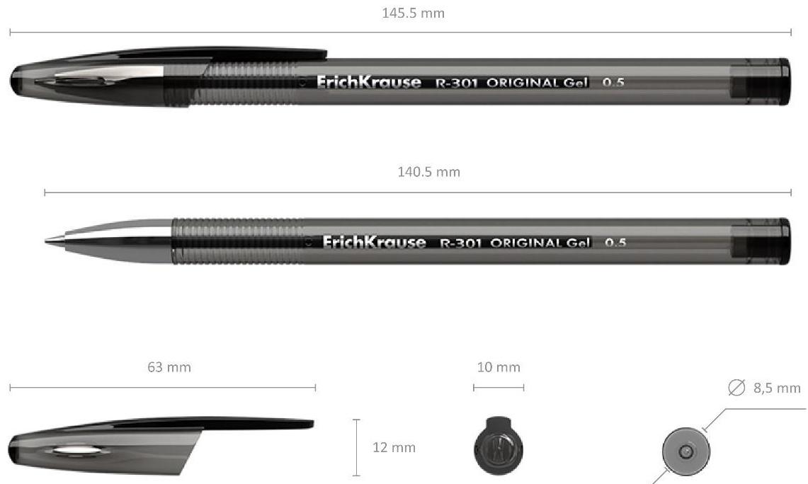 Ручка гелевая R-301 Original Gel, узел 0.5 мм, чернила чёрные, длина линии письма 600 метров