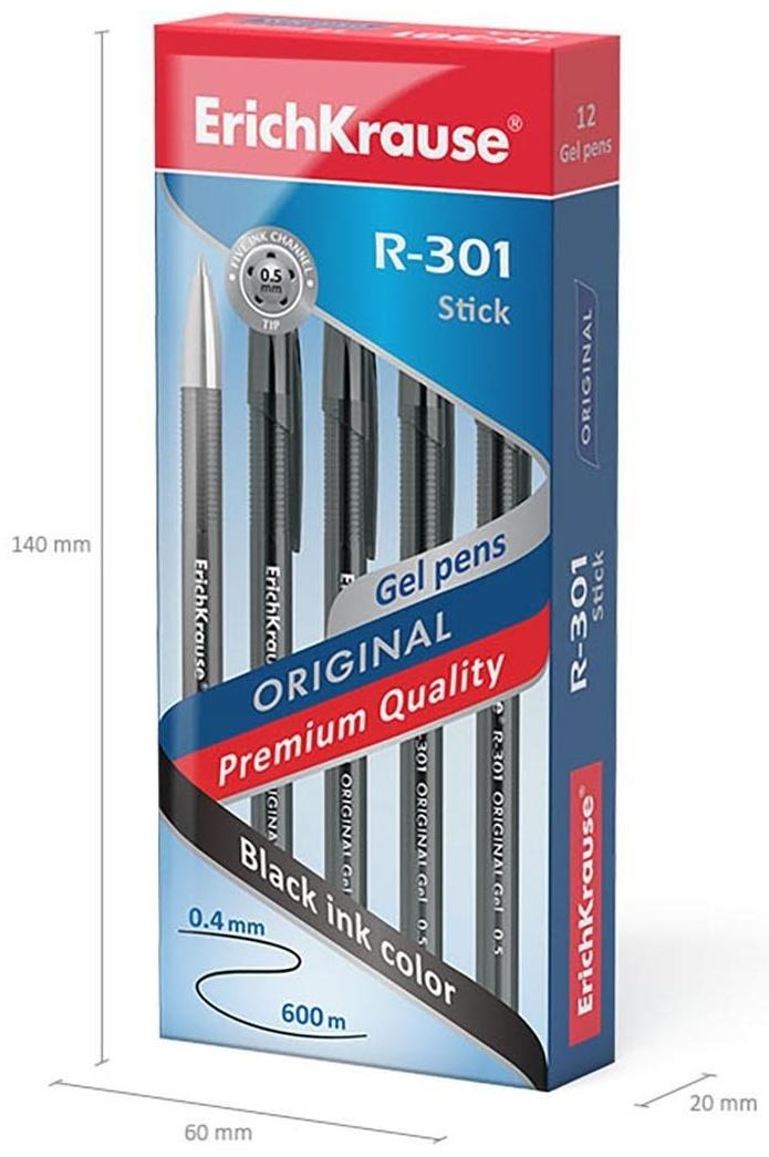 Ручка гелевая R-301 Original Gel, узел 0.5 мм, чернила чёрные, длина линии письма 600 метров