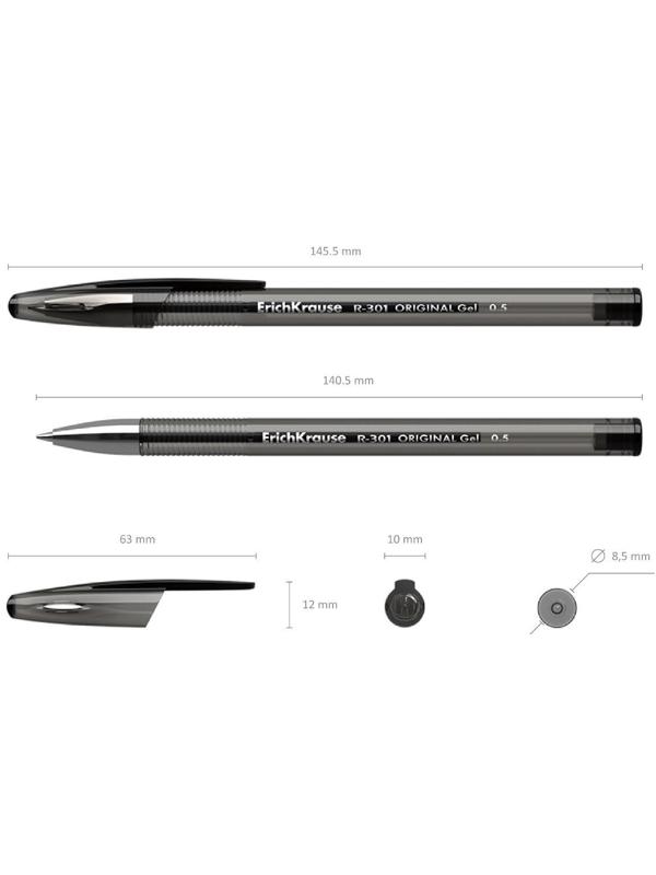 Ручка гелевая R-301 Original Gel, узел 0.5 мм, чернила чёрные, длина линии письма 600 метров