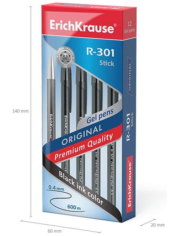 Ручка гелевая R-301 Original Gel, узел 0.5 мм, чернила чёрные, длина линии письма 600 метров