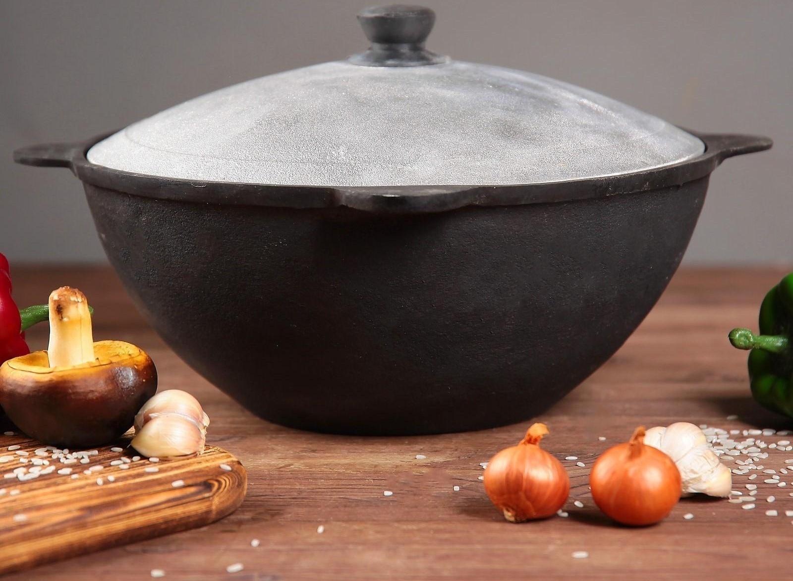 Казан с крышкой, 8 л, плоское дно