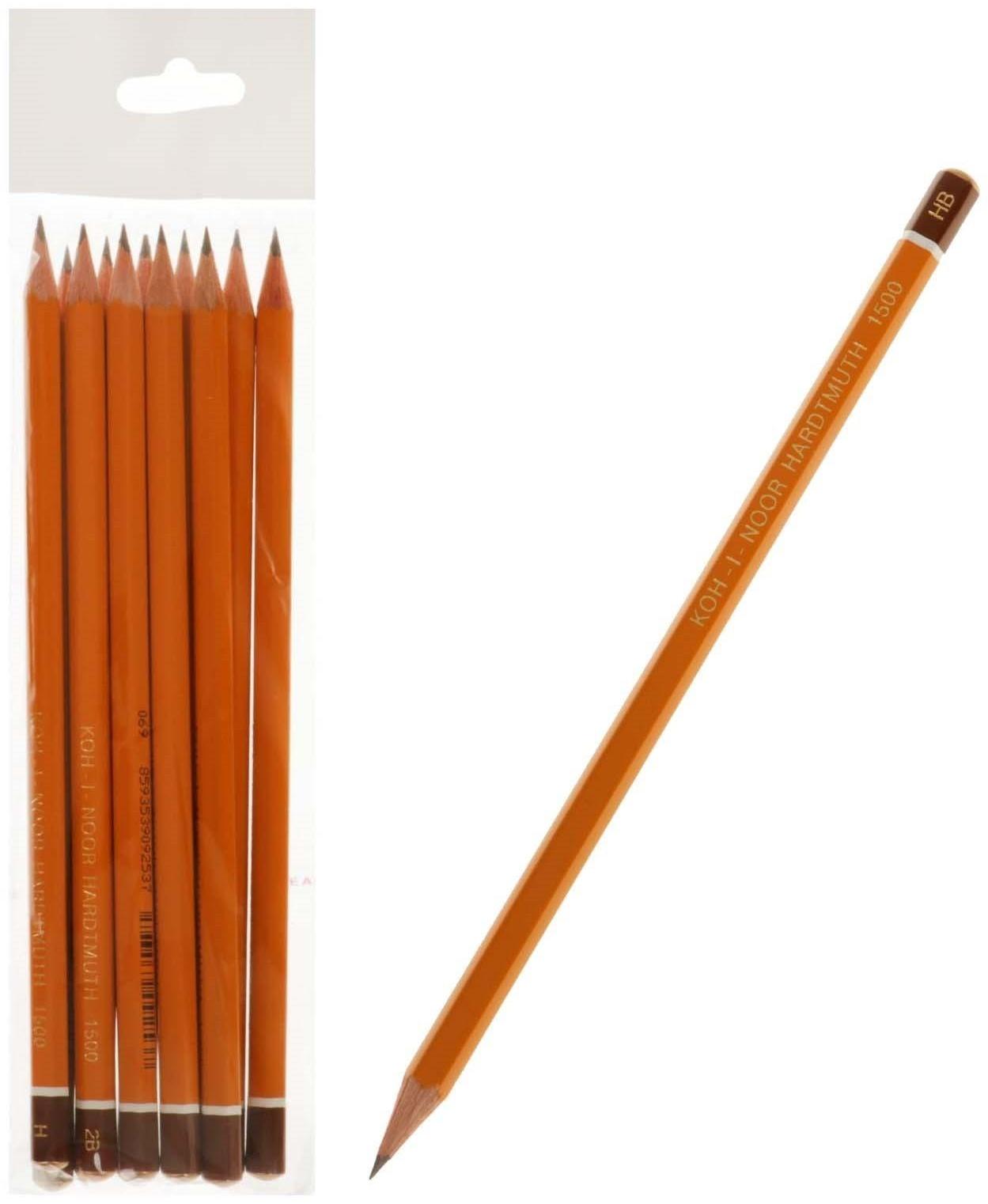 Набор карандашей чернографитных разной твердости 12 штук Koh-I-Noor 1500/12, 3B-3H