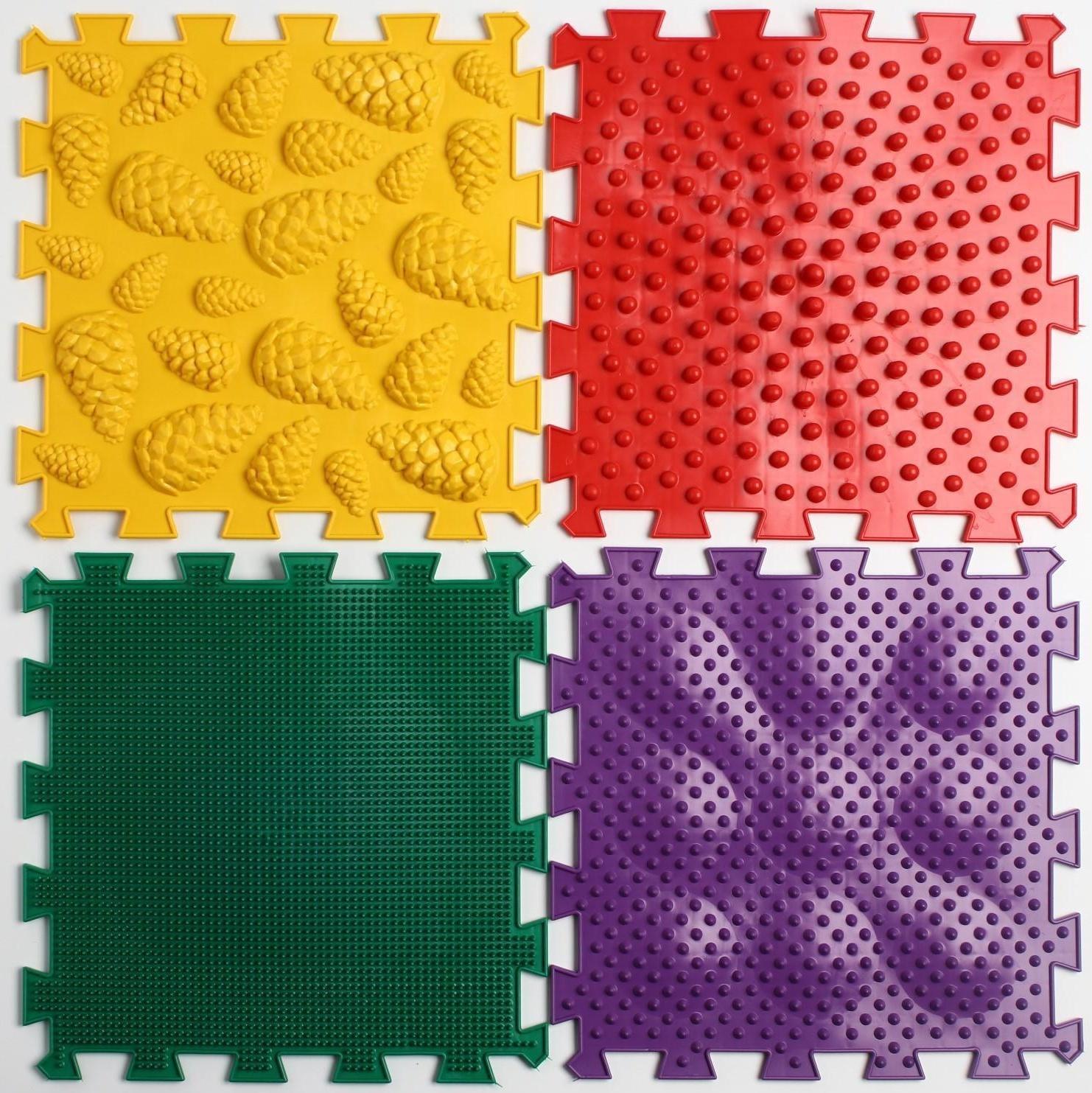 Модульный массажный коврик ОРТО ПАЗЛ «Полезные шаги», 8 модулей, 4 вида