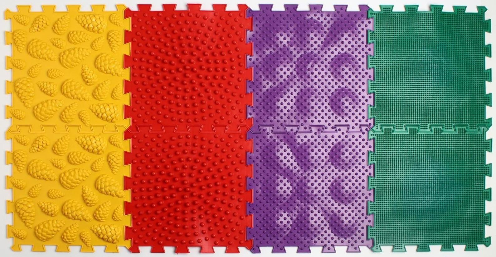 Модульный массажный коврик ОРТО ПАЗЛ «Полезные шаги», 8 модулей, 4 вида