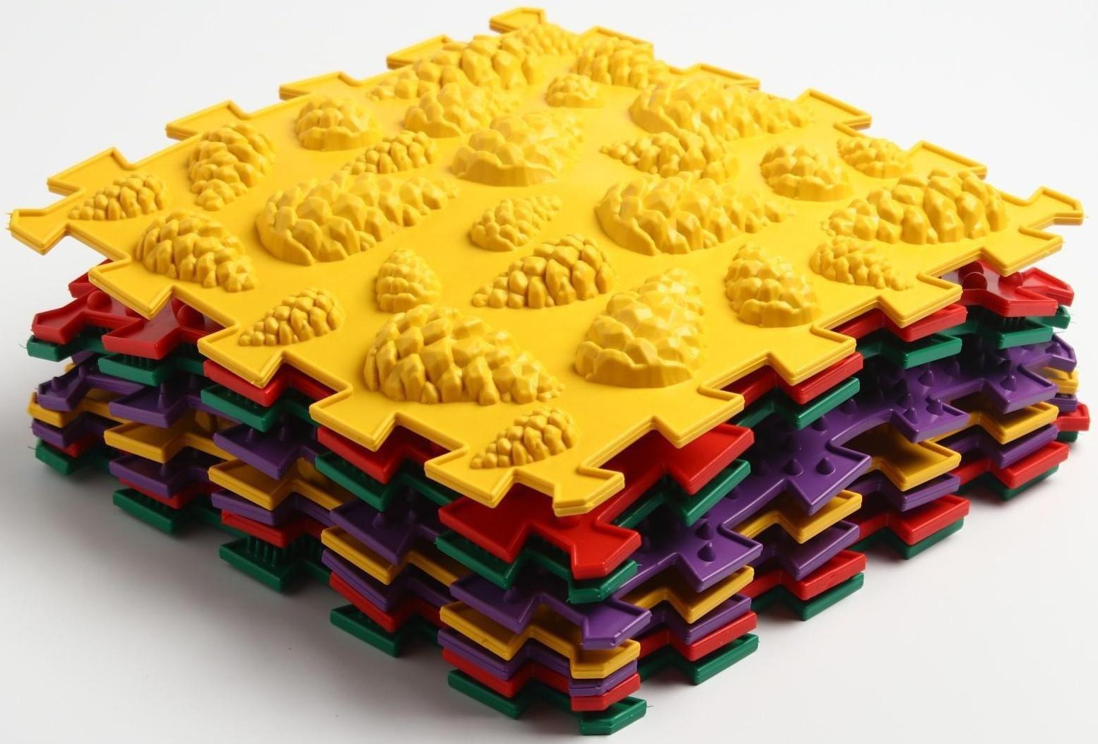 Модульный массажный коврик ОРТО ПАЗЛ «Полезные шаги», 8 модулей, 4 вида