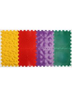 Модульный массажный коврик ОРТО ПАЗЛ «Полезные шаги», 8 модулей, 4 вида