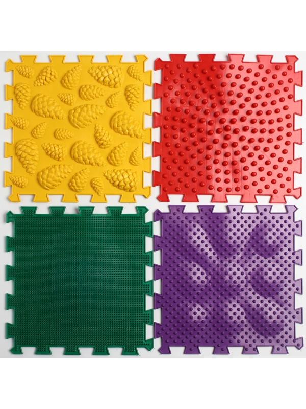 Модульный массажный коврик ОРТО ПАЗЛ «Полезные шаги», 8 модулей, 4 вида