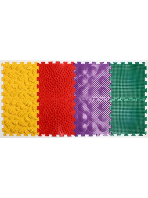 Модульный массажный коврик ОРТО ПАЗЛ «Полезные шаги», 8 модулей, 4 вида