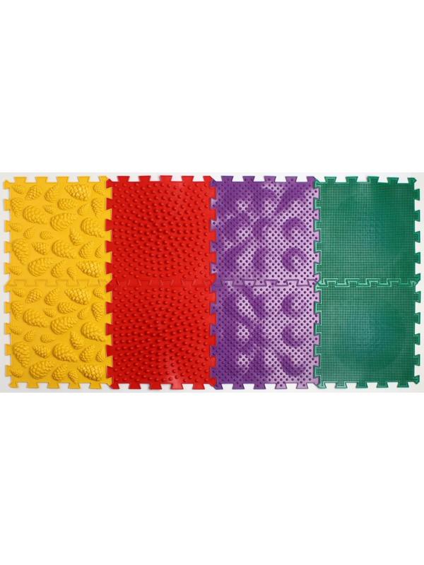 Модульный массажный коврик ОРТО ПАЗЛ «Полезные шаги», 8 модулей, 4 вида