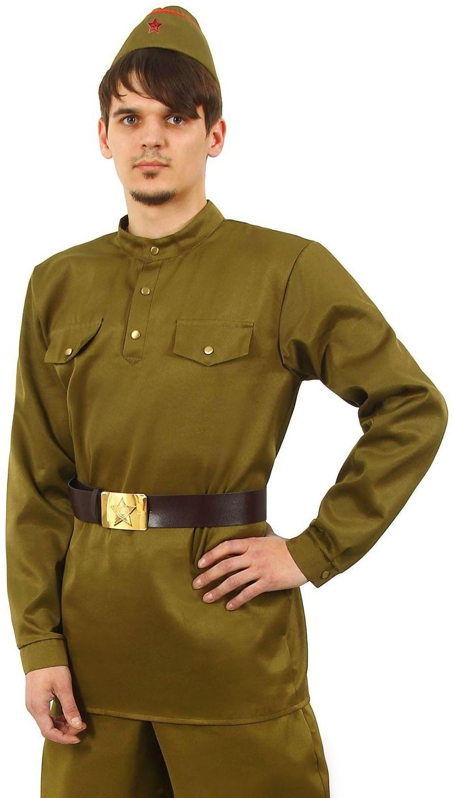 Гимнастёрка военная мужская, пилотка, ремень, р. 52, рост 182 см