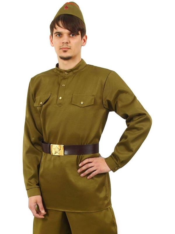 Гимнастёрка военная мужская, пилотка, ремень, р. 52, рост 182 см