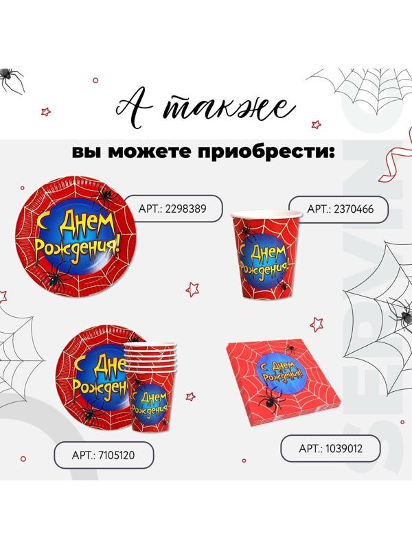 Тарелка бумажная «С днём рождения», паутина, 18 см